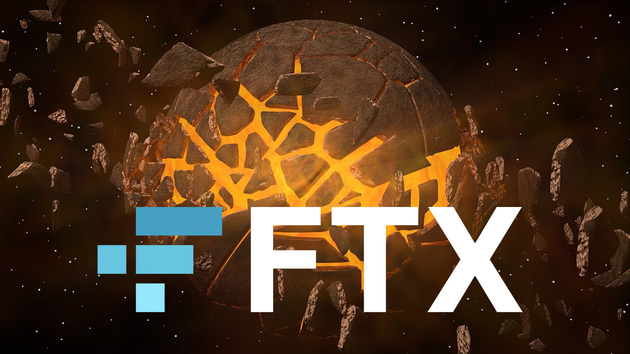 An exploding planet and FTX logo